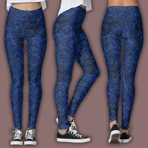 Leggings Motif de ligne topographique Saphir de minuit