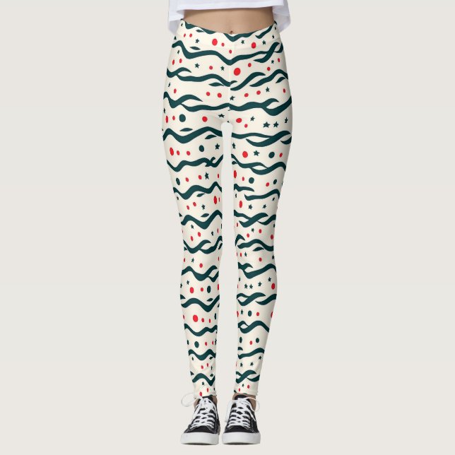 Leggings Motif de lignes et de formes géométriques Abstrait (Devant)