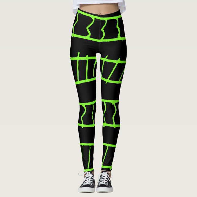 Leggings Motif de lignes et de formes sur fond noir (Devant)