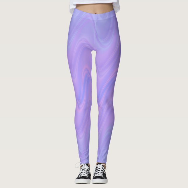 Leggings Motif de lignes ondulées rose violet (Devant)