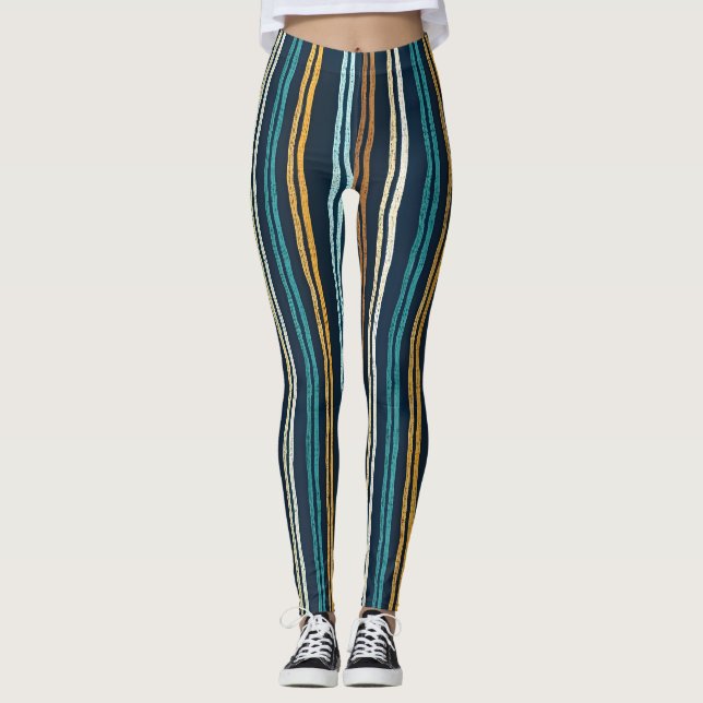 Leggings Motif de lignes verticales abstraites (Devant)