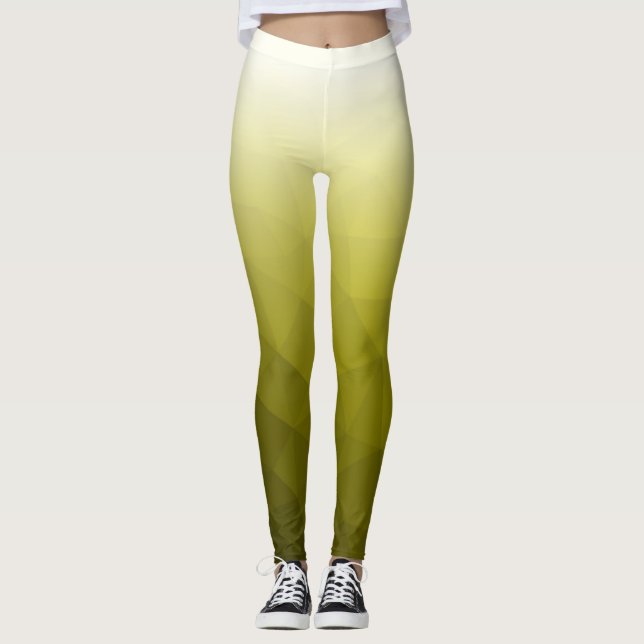 Leggings Motif de maillage géométrique blanc jaune (Devant)