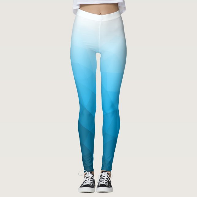 Leggings Motif de maillage géométrique bleu cygne blanc (Devant)