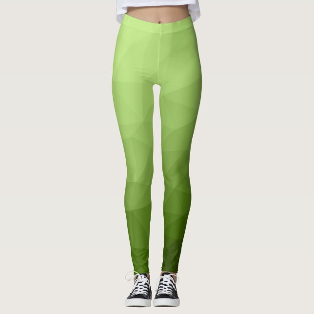 Leggings Motif de maillage géométrique dégradé vert (Devant)