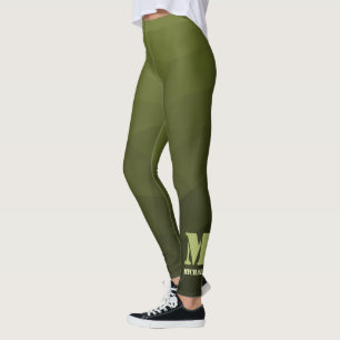 Leggings Motif de maillage géométrique d'olive verte de l'a