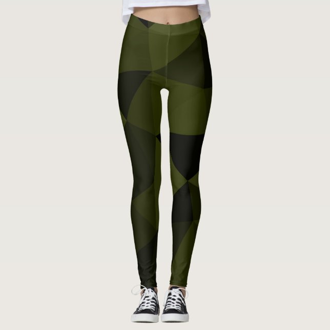 Leggings Motif de maillage géométrique noir foncé de l'armé (Devant)