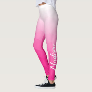 Leggings Motif de maillage géométrique rose chaud Votre nom