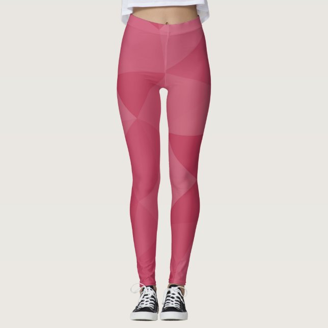Leggings motif de maillage géométrique rose rose (Devant)