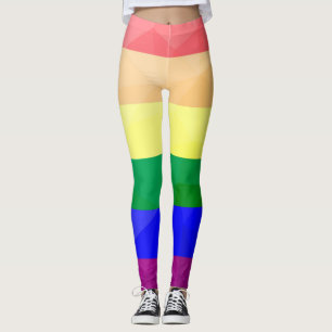 Leggings Motif de maille géométrique aux lignes arc-en-ciel
