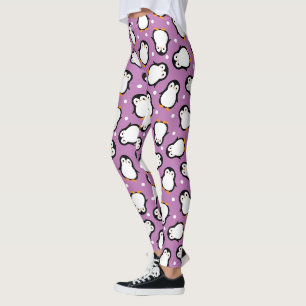 Leggings Motif de manchot violet mignon