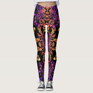 Leggings Motif de mandala Abstrait de bronze et de violet