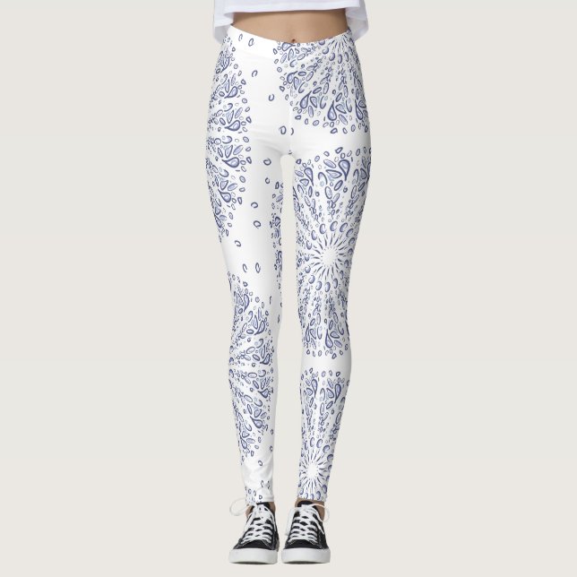 Leggings Motif de mandala bleu (Devant)