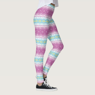 Leggings Motif de mandala bleu magenta et vert