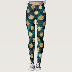 Leggings Motif de mandala Dharma de galaxie vert foncé et o