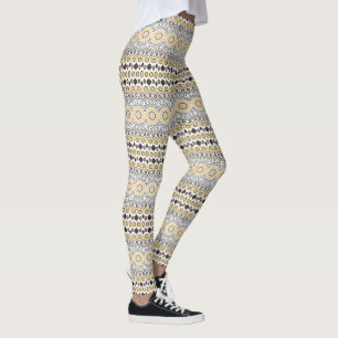 Leggings Motif de mandala doré et charbon