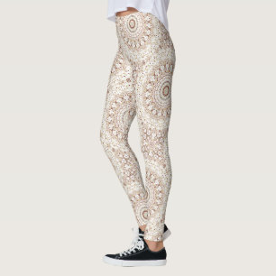 Leggings Motif de mandala géométrique aux tons terre