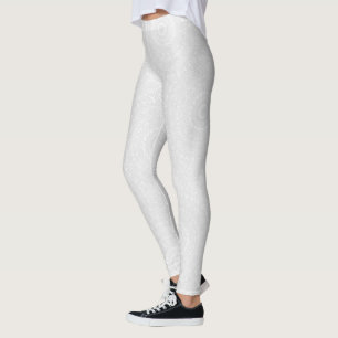 Leggings Motif de mandala géométrique blanc sur blanc