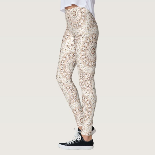 Leggings Motif de mandala géométrique de ton de la Terre (Gauche)