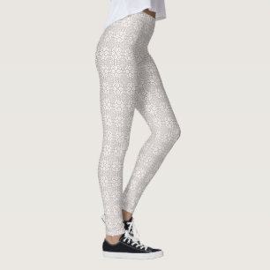 Leggings Motif de mandala gris et blanc