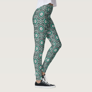 Leggings Motif de mandala islamique ancien vert