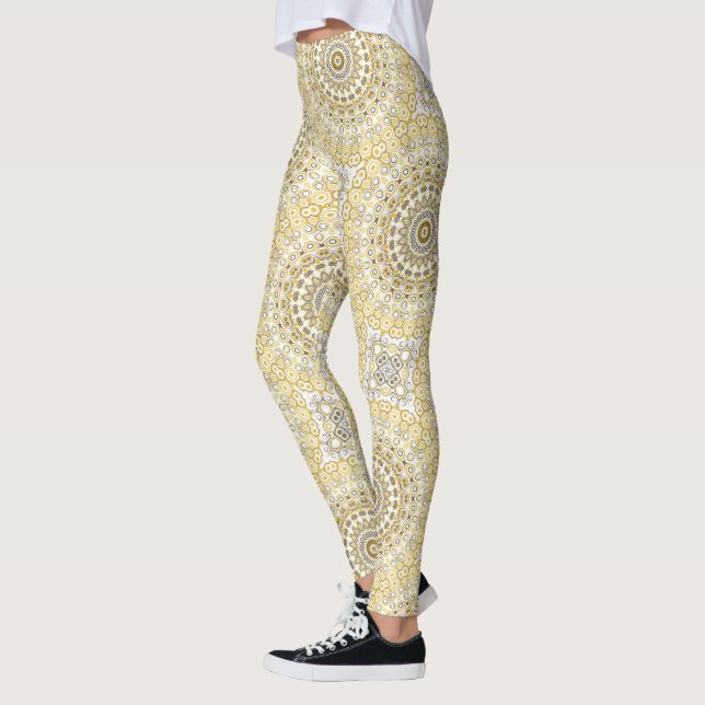 Leggings Motif de mandala jaune doré (Gauche)