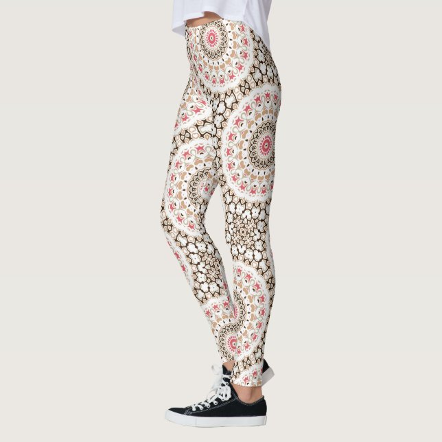 Leggings Motif de mandala rose brun et rose (Gauche)