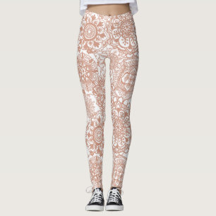 Leggings Motif de Mandala Rose Gold
