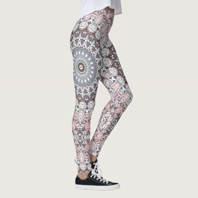 Leggings Motif de mandala rose gris et blanc (Droite)