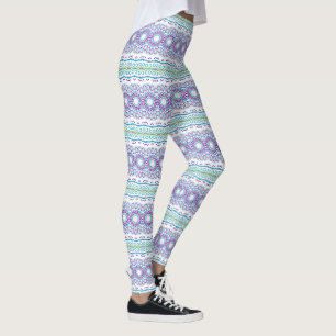 Leggings Motif de mandala sarcelle et violet