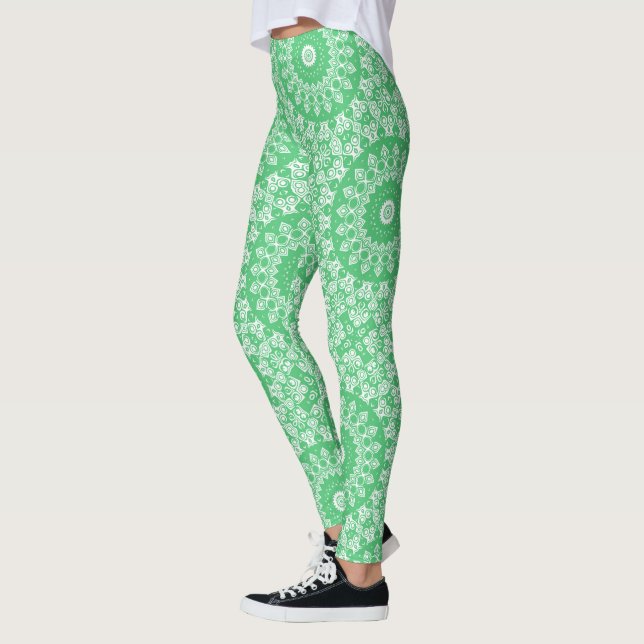 Leggings Motif de mandala vert émeraude (Gauche)