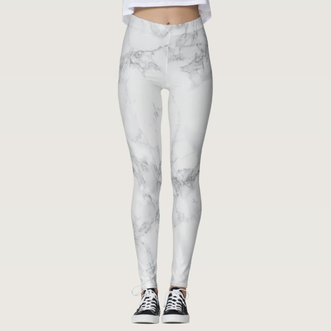 Leggings Motif de marbre gris blanc abstrait de conception (Devant)