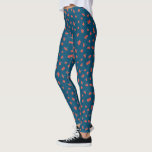Leggings Motif de merise sur bleu-foncé<br><div class="desc">Merises dans le motif de répétition sur les guêtres bleu-foncé.</div>
