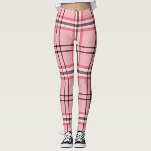 Leggings Motif de mode à carreaux rose et gris chic
