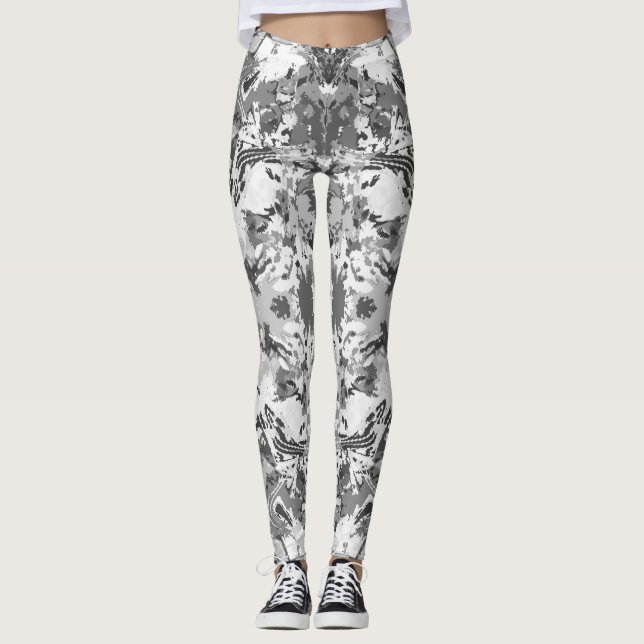 Leggings Motif de mode exclusif noir et blanc (Devant)