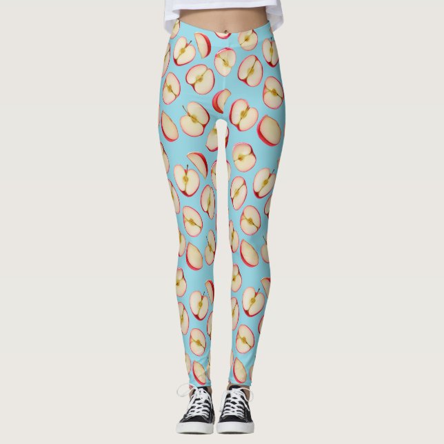 Leggings Motif de moitiés de pommes rouges (Devant)