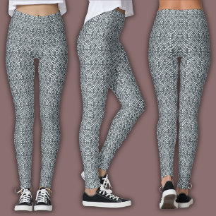 Leggings Motif de mosaïque abstrait Écailles argentées