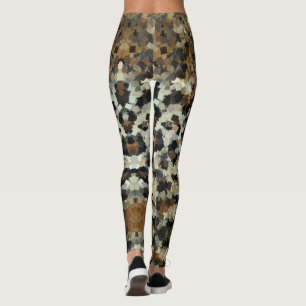 Leggings Motif de mosaïque d'automne Leopard All-Over-Print
