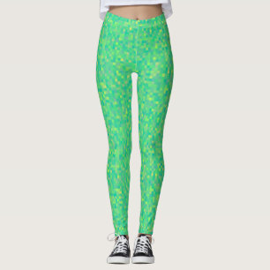 Leggings Motif de mosaïque élégante et tendance verte/jaune