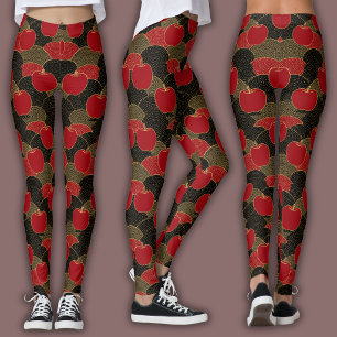 Leggings Motif de mosaïque orientale Pommes rouges et éve