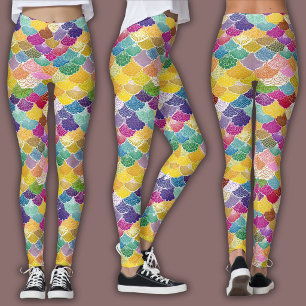 Leggings Motif de mosaïque orientale Seigaiha arc-en-ciel