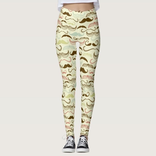 Leggings Motif de moustache, rétro style 4 (Devant)