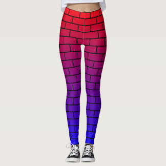 Leggings Motif de mur en briques rouges et bleues
