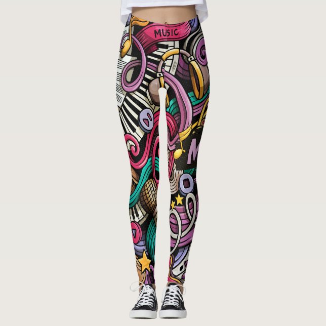 Leggings Motif de musique Abstrait (Devant)