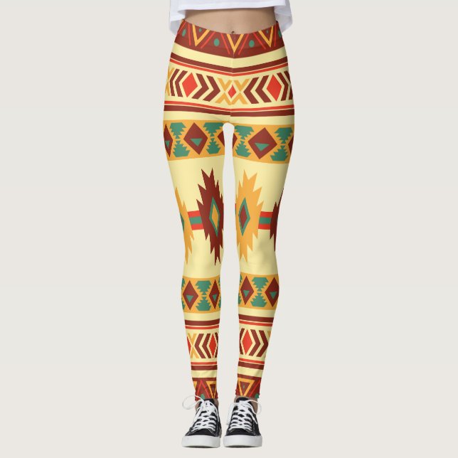 Leggings Motif de Natif américain : Tons ensoleillés de la (Devant)