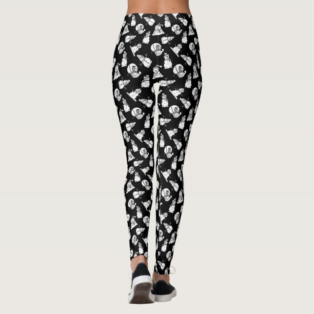 Leggings Motif De Neiges Noir Et Blanc | Noël (Dos)