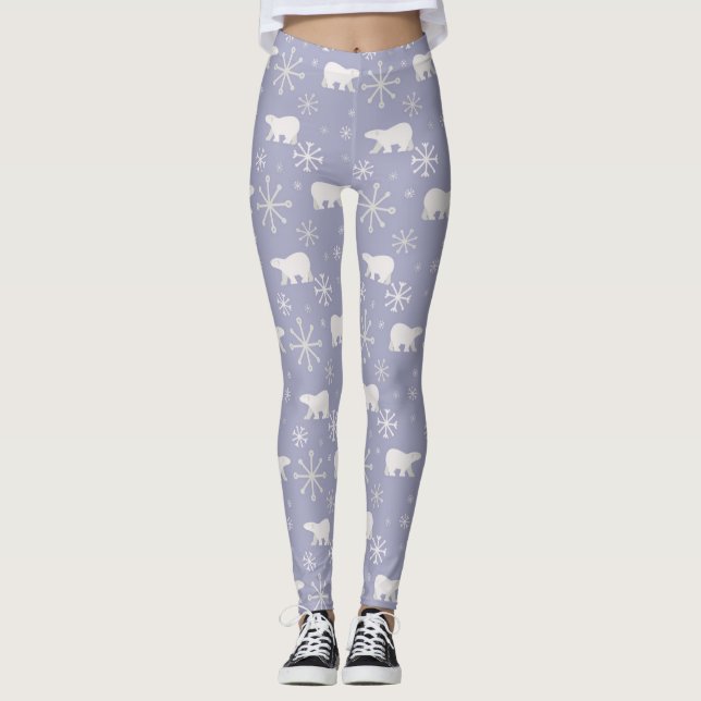 Leggings Motif de Noël avec ours polaires et flocons de nei (Devant)