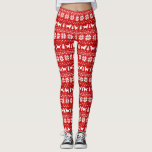 Leggings Motif de Noël des silhouettes de chien d'or<br><div class="desc">Cute Motif rouge et blanc de chandail de Noël avec silhouettes de Golden Retriever. Ces légendes de Noël de style nordique Golden Retriever sont amusantes et festives pour une fête de vacances et confortables pour se détendre à la maison avec vos animaux. Visitez le Doodle World de Jenn pour plus...</div>