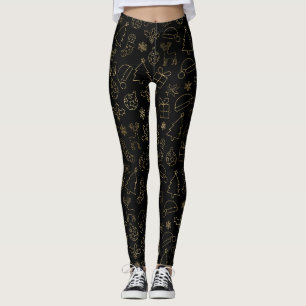 Leggings Motif de Noël élégant à motif de papier d'aluminiu