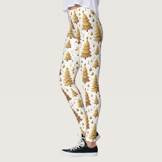 Leggings Motif de Noël en carrelage d'or (Gauche)