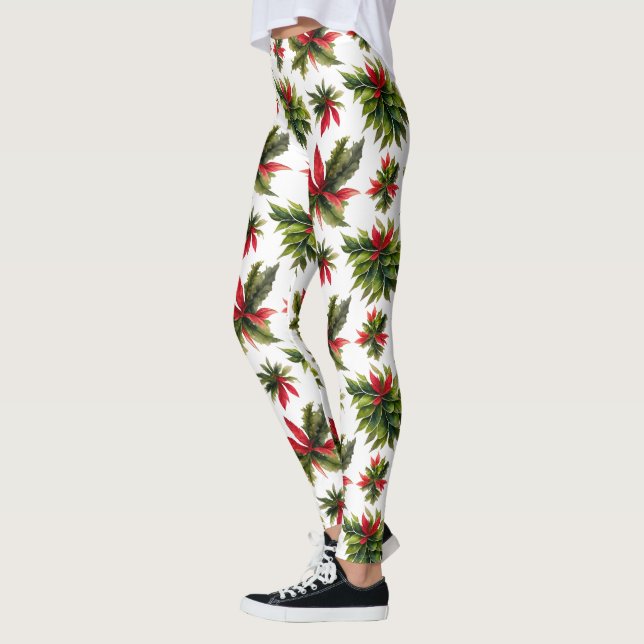 Leggings Motif de Noël et de verdure (Gauche)